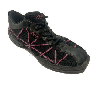 Capezio Black Pink Leather/Mesh Lace Up Jazz Shoes Size 8 Women’s